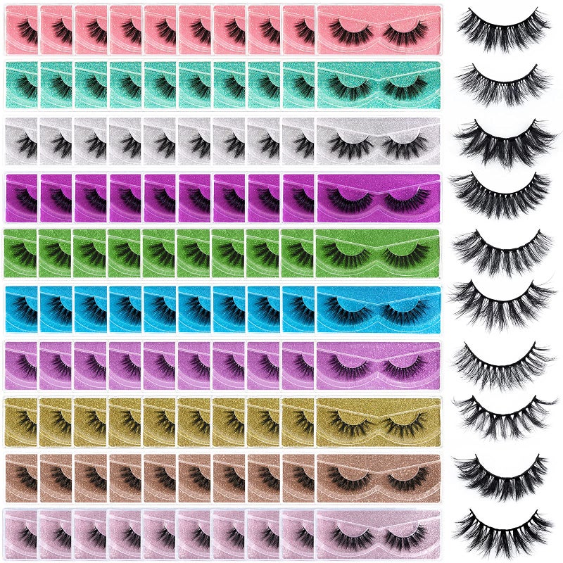 FARRED Wholesale Fluffy Dramatic Bulk Lashes Mix 10 Styles 100 Pairs Pack Individual Box 1018mm Volume Faux Mink Eyelash Thick 8D Fake Lash Short Natural Look Eyelashes style i100 pairs
